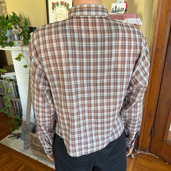 💀 SOLD 💀 Vintage 70s Cropped Boxy Plaid Semi-Sheer Western by Maverick ~ Size M - Picture 3 of 9